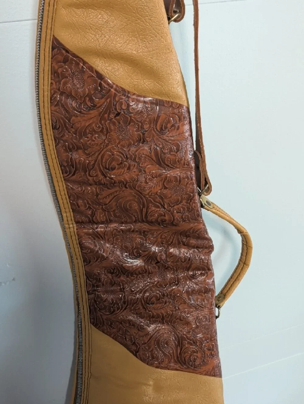 Vintage Leather Tooled Gun  Case